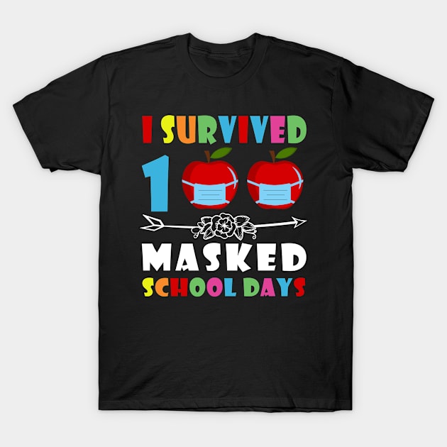 I Survived 100 Masked School Days Student Teacher Gift T-Shirt by BuzzTeeStore